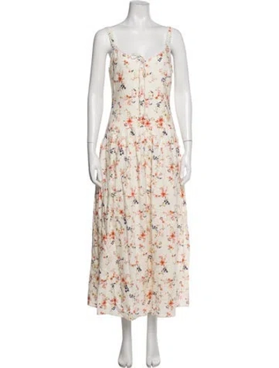 Pre-owned Caroline Constas Floral Print Midi Length Dress In Neutrals