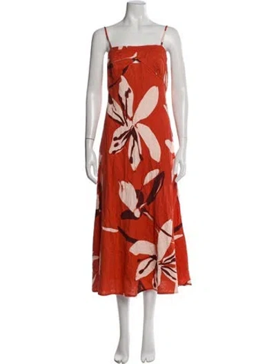 Pre-owned Caroline Constas Floral Print Midi Length Dress In Orange