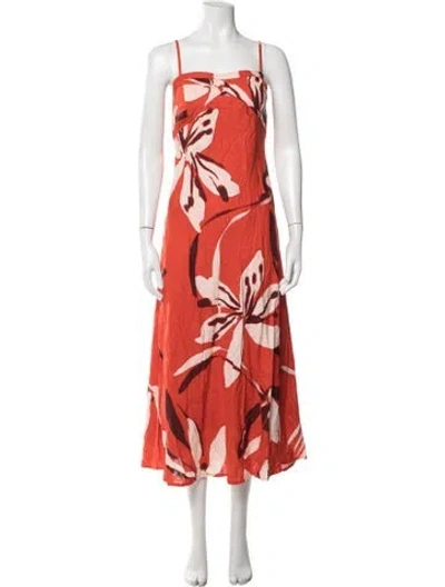 Pre-owned Caroline Constas Floral Print Midi Length Dress In Orange