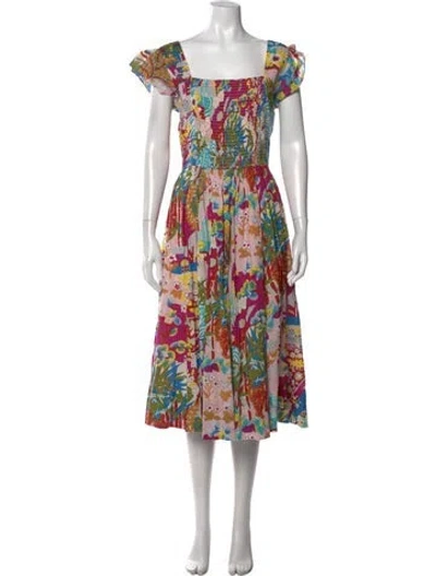 Pre-owned Caroline Constas Floral Print Midi Length Dress In Pink