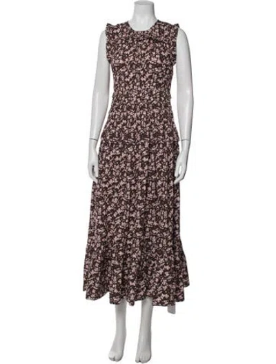 Pre-owned Caroline Constas Floral Print Midi Length Dress W/ Tags In Brown