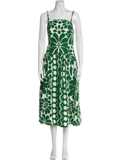 Pre-owned Caroline Constas Floral Print Midi Length Dress W/ Tags In Green