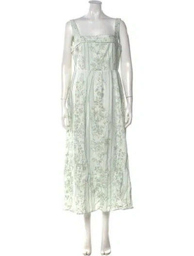 Pre-owned Caroline Constas Floral Print Midi Length Dress W/ Tags In Green