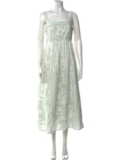 Pre-owned Caroline Constas Floral Print Midi Length Dress W/ Tags In Green