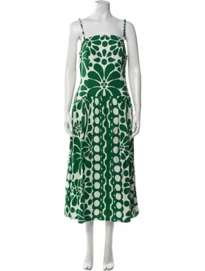 Pre-owned Caroline Constas Floral Print Midi Length Dress W/ Tags In Green