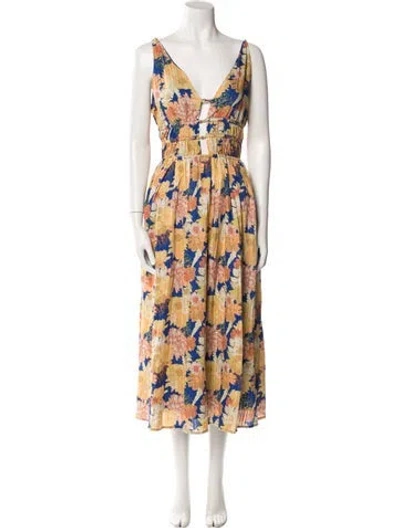 Pre-owned Caroline Constas Floral Print Midi Length Dress W/ Tags In Multi