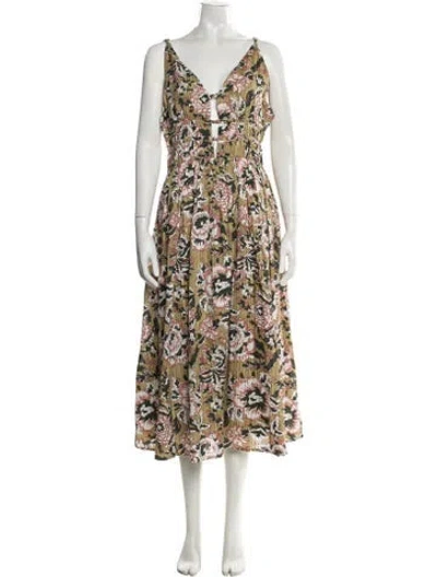 Pre-owned Caroline Constas Floral Print Midi Length Dress W/ Tags In Multi