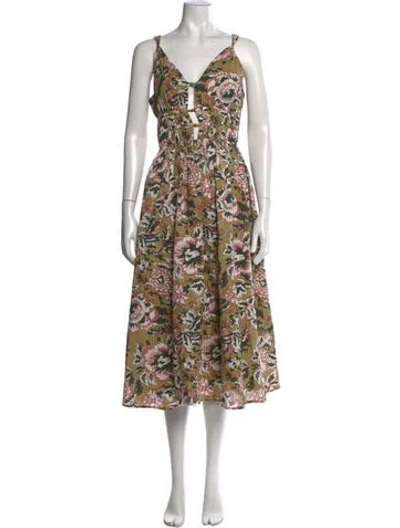 Pre-owned Caroline Constas Floral Print Midi Length Dress W/ Tags In Multicolor