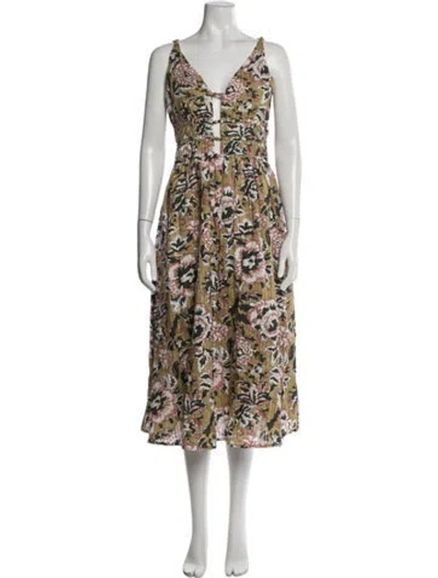 Pre-owned Caroline Constas Floral Print Midi Length Dress W/ Tags In Multicolor