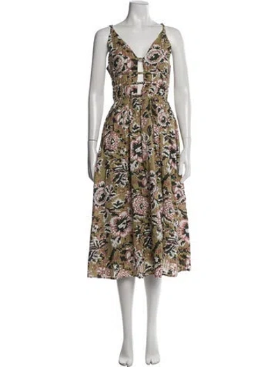Pre-owned Caroline Constas Floral Print Midi Length Dress W/ Tags In Multicolor