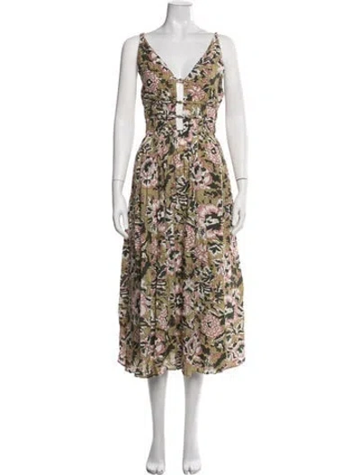 Pre-owned Caroline Constas Floral Print Midi Length Dress W/ Tags In Multicolor
