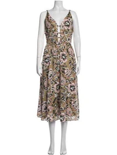 Pre-owned Caroline Constas Floral Print Midi Length Dress W/ Tags In Multicolor