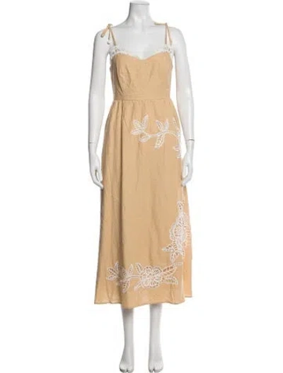 Pre-owned Caroline Constas Floral Print Midi Length Dress W/ Tags In Neutral