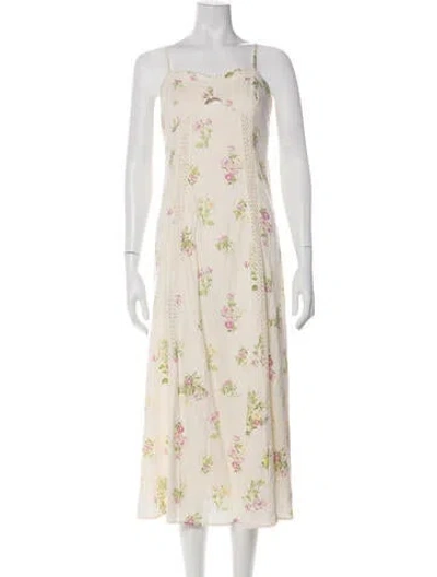 Pre-owned Caroline Constas Floral Print Midi Length Dress W/ Tags In Neutral