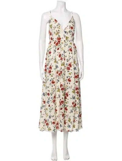 Pre-owned Caroline Constas Floral Print Midi Length Dress W/ Tags In Neutrals