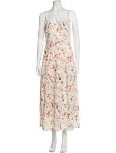 Pre-owned Caroline Constas Floral Print Midi Length Dress W/ Tags In Neutrals