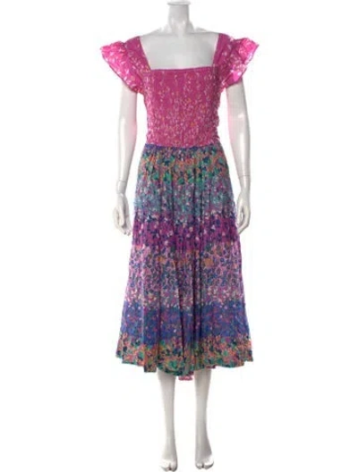 Pre-owned Caroline Constas Floral Print Midi Length Dress W/ Tags In Pink