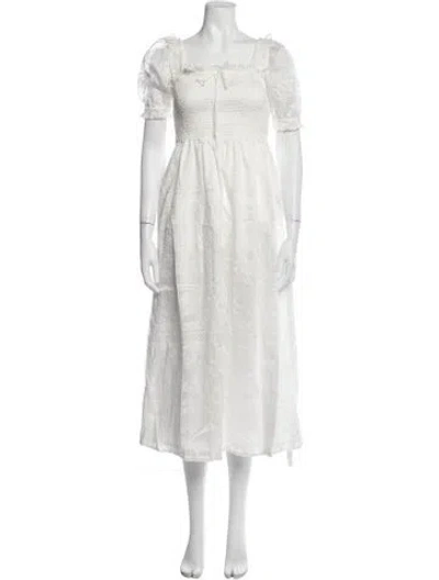 Pre-owned Caroline Constas Floral Print Midi Length Dress W/ Tags In White