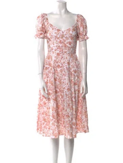 Pre-owned Caroline Constas Floral Print Midi Length Dress In White