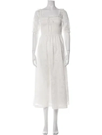 Pre-owned Caroline Constas Floral Print Midi Length Dress In White