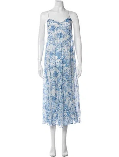 Pre-owned Caroline Constas Floral Print Midi Length Dress In White
