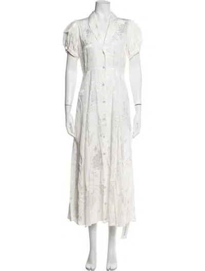 Pre-owned Caroline Constas Floral Print Midi Length Dress In White
