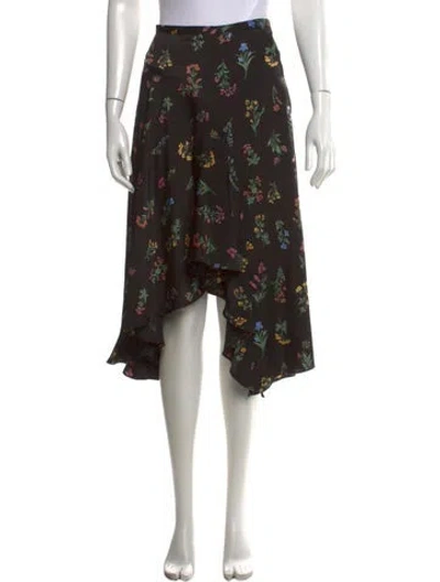Pre-owned Caroline Constas Floral Print Midi Length Skirt In Black