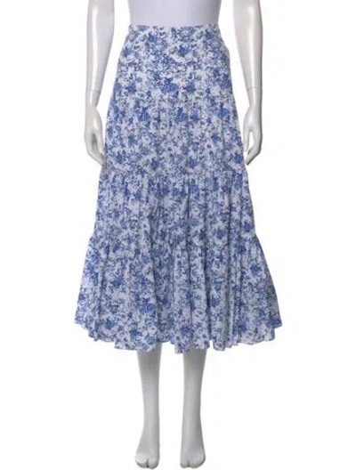 Pre-owned Caroline Constas Floral Print Midi Length Skirt In Blue
