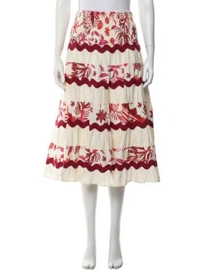 Pre-owned Caroline Constas Floral Print Midi Length Skirt In Neutrals