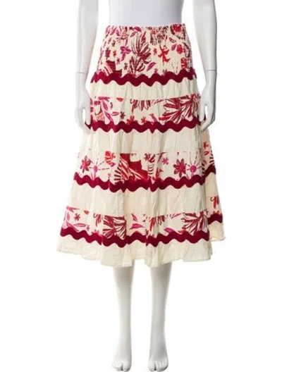 Pre-owned Caroline Constas Floral Print Midi Length Skirt In Red