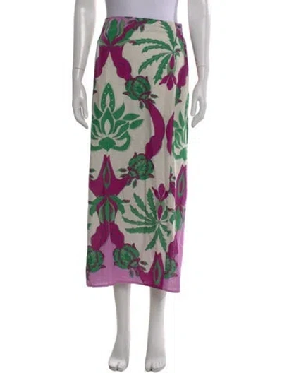 Pre-owned Caroline Constas Floral Print Midi Length Skirt In White