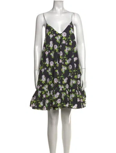 Pre-owned Caroline Constas Floral Print Mini Dress In Black