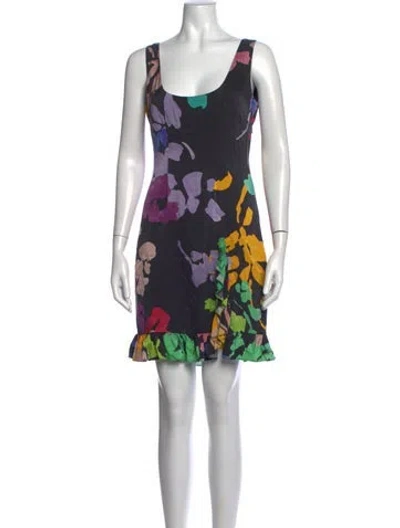 Pre-owned Caroline Constas Floral Print Mini Dress In Black