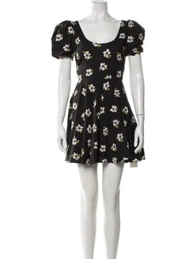 Pre-owned Caroline Constas Floral Print Mini Dress In Black