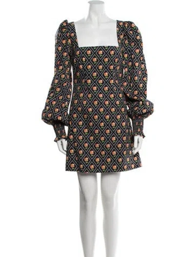 Pre-owned Caroline Constas Floral Print Mini Dress In Black