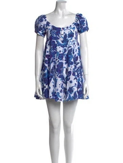 Pre-owned Caroline Constas Floral Print Mini Dress In Blue