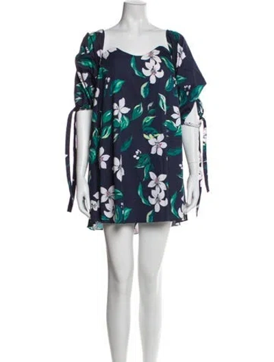 Pre-owned Caroline Constas Floral Print Mini Dress In Blue