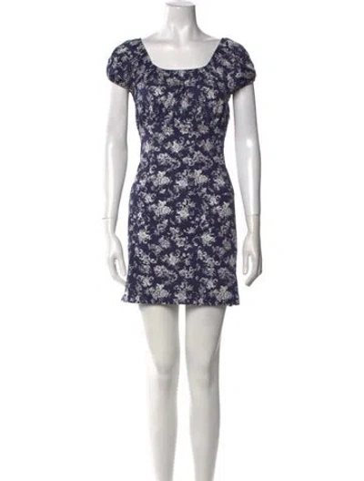 Pre-owned Caroline Constas Floral Print Mini Dress In Blue