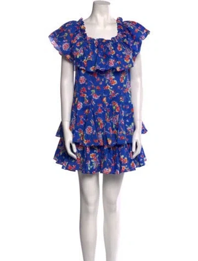 Pre-owned Caroline Constas Floral Print Mini Dress In Blue
