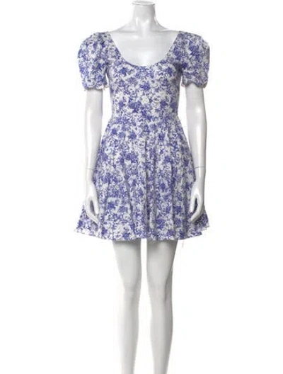 Pre-owned Caroline Constas Floral Print Mini Dress In Blue