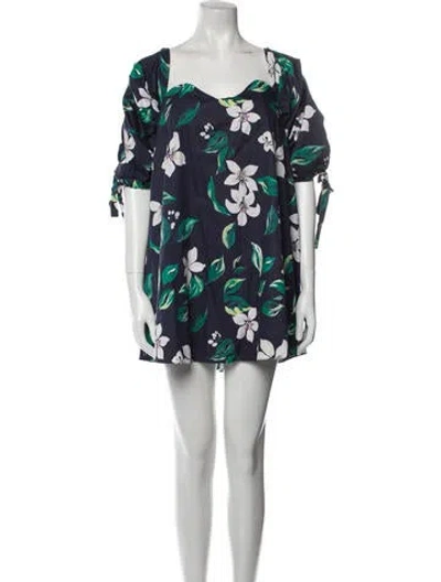 Pre-owned Caroline Constas Floral Print Mini Dress In Blue