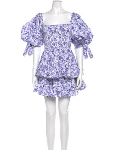 Pre-owned Caroline Constas Floral Print Mini Dress In Blue