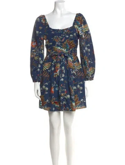 Pre-owned Caroline Constas Floral Print Mini Dress In Blue