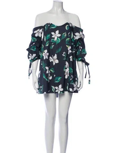 Pre-owned Caroline Constas Floral Print Mini Dress In Blue