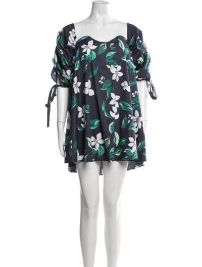 Pre-owned Caroline Constas Floral Print Mini Dress In Blue