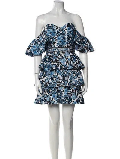 Pre-owned Caroline Constas Floral Print Mini Dress In Blue