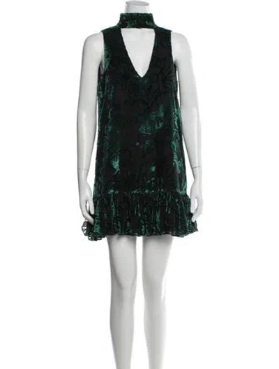 Pre-owned Caroline Constas Floral Print Mini Dress In Blue
