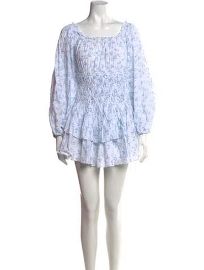 Pre-owned Caroline Constas Floral Print Mini Dress In Blue