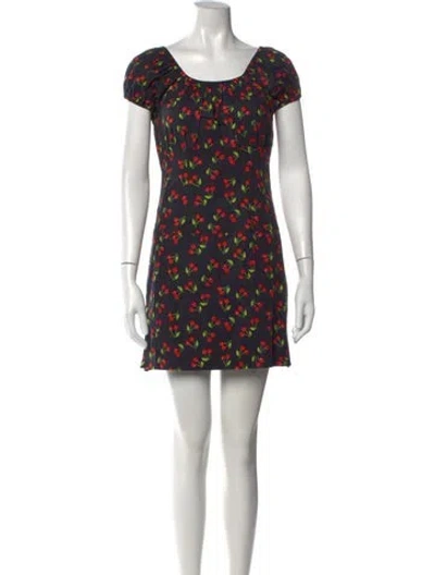 Pre-owned Caroline Constas Floral Print Mini Dress In Blue