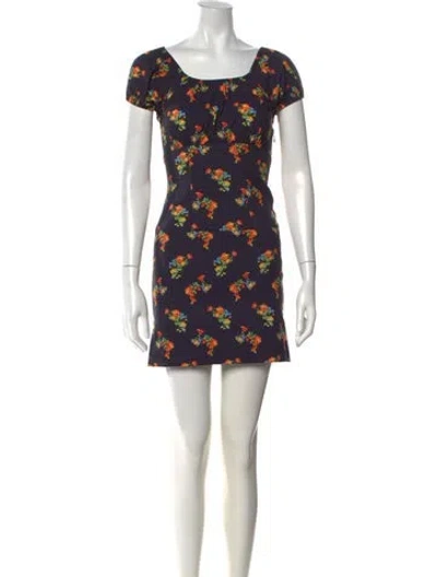 Pre-owned Caroline Constas Floral Print Mini Dress In Blue